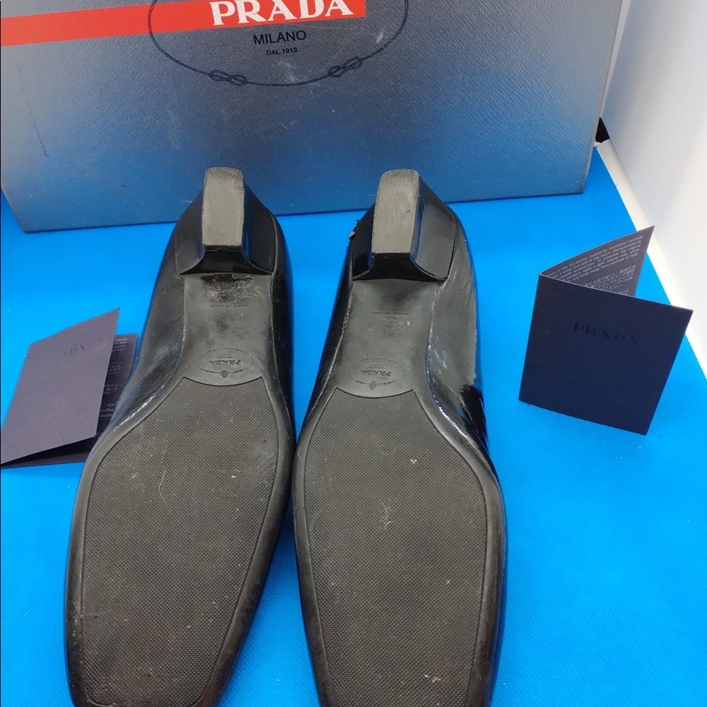 🔥PRADA‎ Black  Leather adjustable Loafer Women’s shoes 35 - Picture 5 of 8